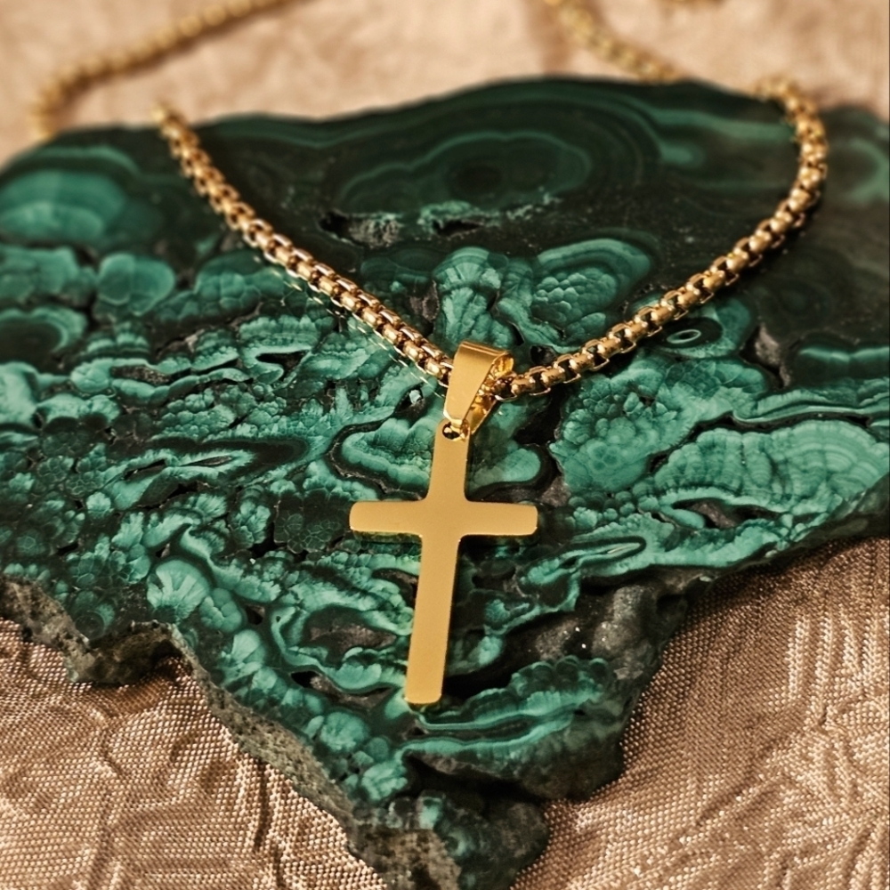NEW Unisex 20" Elegant Gold Cross Pendant Necklace N1P39